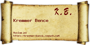 Kremmer Bence névjegykártya